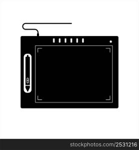 Graphics Tablet Icon, Drawing Tablet Icon, Vector Art Illustration