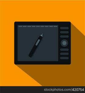 Graphics tablet icon. Flat illustration of graphics tablet vector icon for web. Graphics tablet icon, flat style