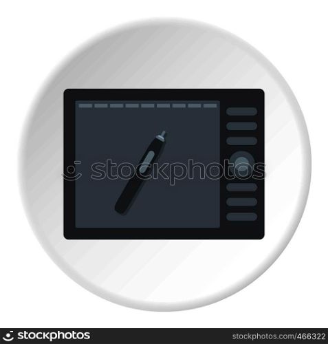 Graphics tablet icon in flat circle isolated on white background vector illustration for web. Graphics tablet icon circle