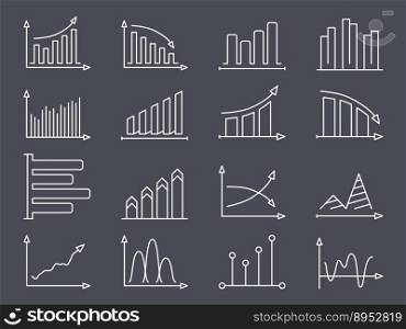 Graphs and charts line icons vector image
