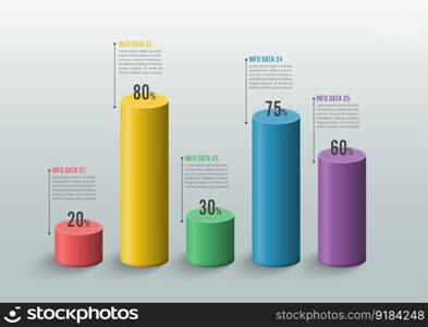 Graphs and charts. Statistic and data, iInfographic business concept with 5 options For content, diagram, flowchart, steps, parts, timeline infographics, workflow, chart.