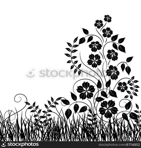 Grass and flower, vector