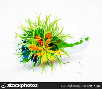 Grass and leaves vector summer background