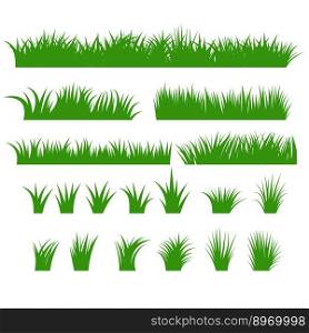Grass borders set green tufts vector image