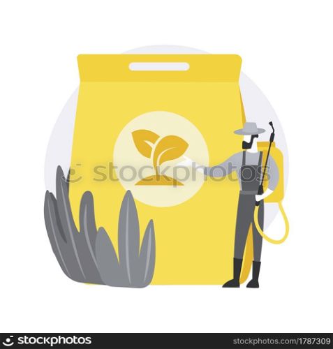 Grass fertilizer abstract concept vector illustration. Gardening services, rapid growth, green color, lawn maintenance, supplement, soil nutrients, granule spreader abstract metaphor.. Grass fertilizer abstract concept vector illustration.