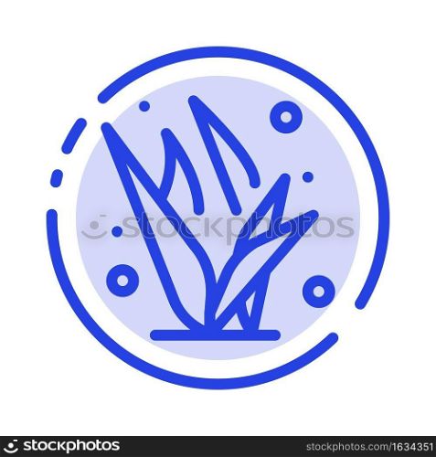 Grass, Grasses, Green, Spring Blue Dotted Line Line Icon