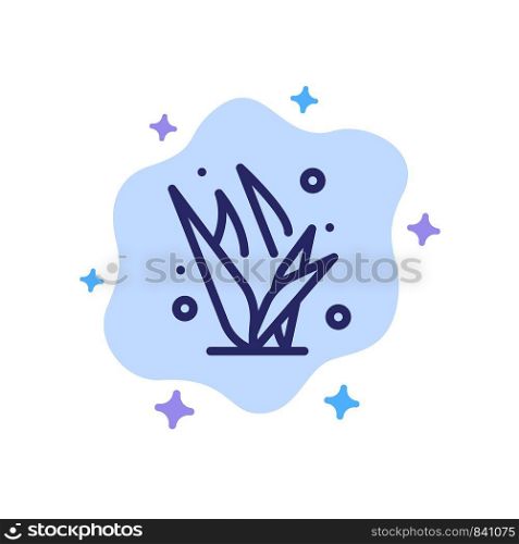 Grass, Grasses, Green, Spring Blue Icon on Abstract Cloud Background