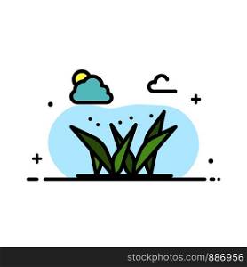 Grass, Grasses, Green, Spring Business Flat Line Filled Icon Vector Banner Template