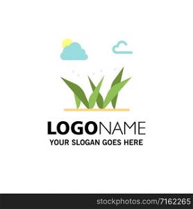 Grass, Grasses, Green, Spring Business Logo Template. Flat Color