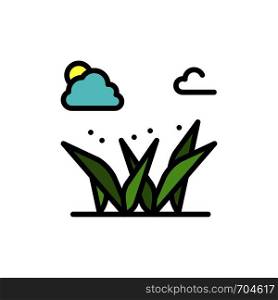 Grass, Grasses, Green, Spring Flat Color Icon. Vector icon banner Template