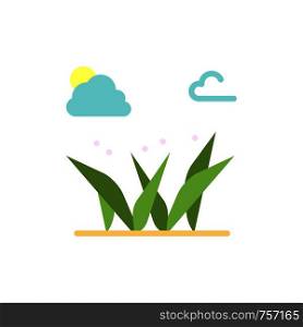 Grass, Grasses, Green, Spring Flat Color Icon. Vector icon banner Template