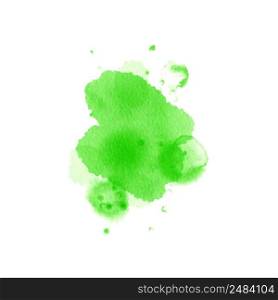 Grass green background stroke wish splashes and water blobs, made with watercolor. Abstract highlight, brush test doodle. Simple trendy background, artistic shape isolated on white. Clip art. Watercolor grass green spot free shape splash