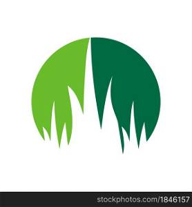 Grass icon, lawn care company logo design illustration.