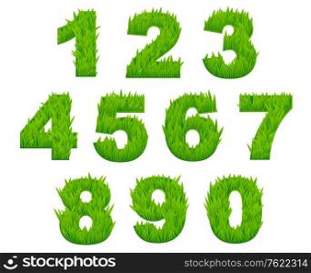 Grass numbers and digits set for environment or ecological design