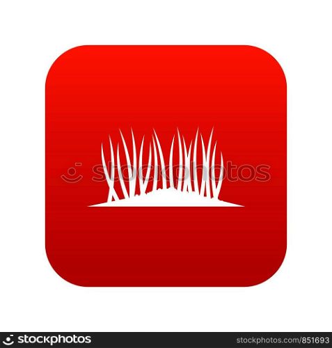 Grass on ground icon digital red for any design isolated on white vector illustration. Grass on ground icon digital red