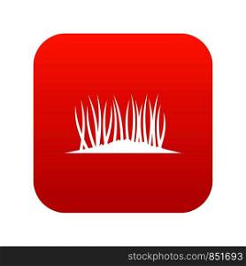 Grass on ground icon digital red for any design isolated on white vector illustration. Grass on ground icon digital red