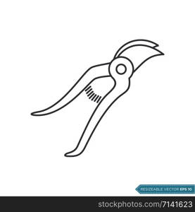 Grass Scissor Cutter Icon Vector Template Illustration Design