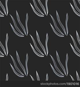 Grasss seamless pattern on black background. Vintage botanical wallpaper. Design for fabric, textile print, wrapping, cover. Simple vector illustration.. Grasss seamless pattern on black background. Vintage botanical wallpaper.