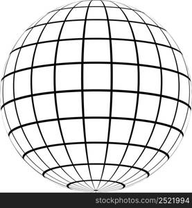 Graticule 3d globe, Meridian parallel field lines, wire template graticule