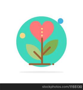 Gratitude, Grow, Growth, Heart, Love Abstract Circle Background Flat color Icon