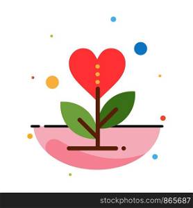 Gratitude, Grow, Growth, Heart, Love Abstract Flat Color Icon Template