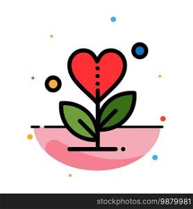 Gratitude, Grow, Growth, Heart, Love Abstract Flat Color Icon Template