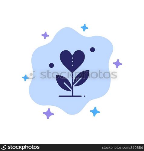 Gratitude, Grow, Growth, Heart, Love Blue Icon on Abstract Cloud Background