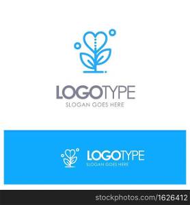 Gratitude, Grow, Growth, Heart, Love Blue outLine Logo with place for tagline