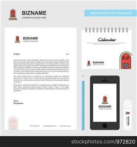 Grave Business Letterhead, Calendar 2019 and Mobile app design vector template