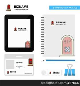 Grave Business Logo, Tab App, Diary PVC Employee Card and USB Brand Stationary Package Design Vector Template