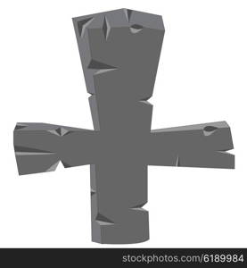 Grave cross from stone on white background insulated