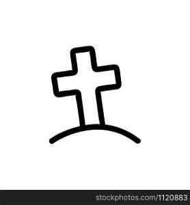 grave cross icon vector. A thin line sign. Isolated contour symbol illustration. grave cross icon vector. Isolated contour symbol illustration