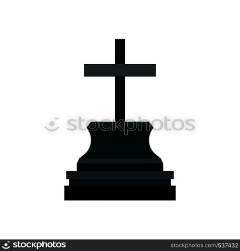 Grave design black memorial monument halloween holiday vector icon. Cemetery tombstone pictogram mystery rip
