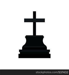 Grave design black memorial monument halloween holiday vector icon. Cemetery tombstone pictogram mystery rip