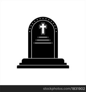 Grave Icon, Buried Human Dead Body Location Vector Art Illustration