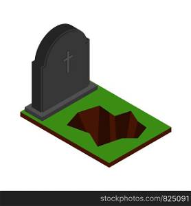 Grave icon. Isometric of grave vector icon for web design isolated on white background. Grave icon, isometric style