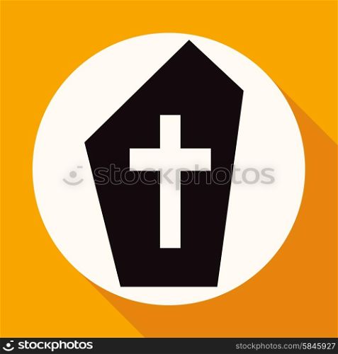 grave icon on white circle with a long shadow