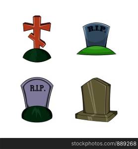 Grave icon set. Cartoon set of grave vector icons for your web design isolated on white background. Grave icon set, cartoon style