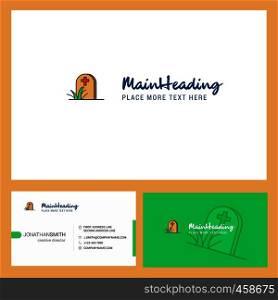Grave Logo design with Tagline & Front and Back Busienss Card Template. Vector Creative Design