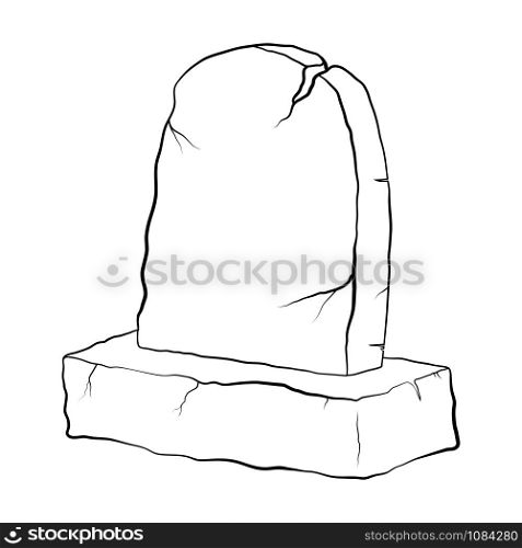 Grave outline cartoon design with cracks for halloween coloring book, pages isolate on white background