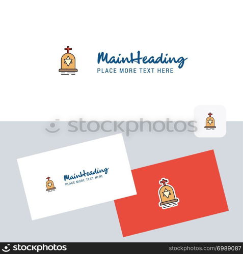 Grave vector logotype with business card template. Elegant corporate identity. - Vector