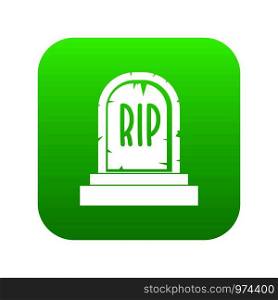 Gravestone with RIP text icon digital green for any design isolated on white vector illustration. Gravestone with RIP text icon digital green