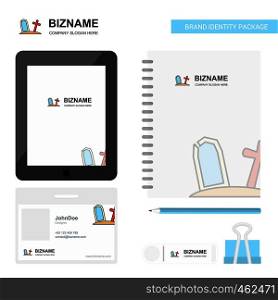 Graveyard Business Logo, Tab App, Diary PVC Employee Card and USB Brand Stationary Package Design Vector Template