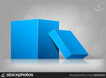 Gray background with blue cubes. Abstract illustration