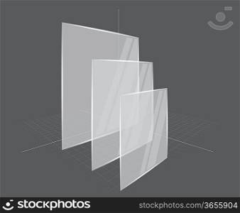 Gray background with transparent frames. Abstract illustration