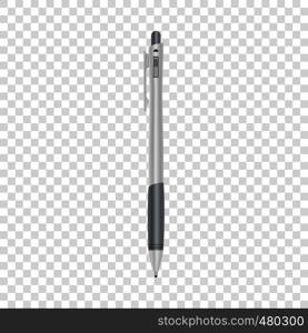 Gray ballpoint pen mockup. Realistic illustration of gray ballpoint pen vector mockup for web. Gray ballpoint pen mockup, realistic style