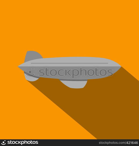 Gray blimp aircraft flying icon. Flat illustration of gray blimp aircraft flying vector icon for web isolated on yellow background. Gray blimp aircraft flying icon, flat style