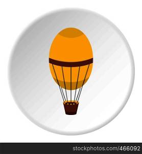 Gray blimp aircraft flying icon in flat circle isolated on white vector illustration for web. Gray blimp aircraft flying icon circle