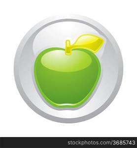 Gray button Green Apple, vector