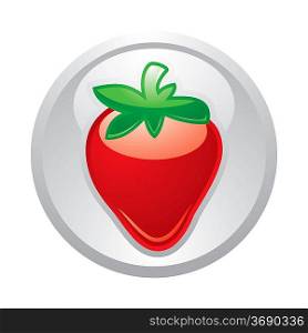 Gray button Strawberry, vector